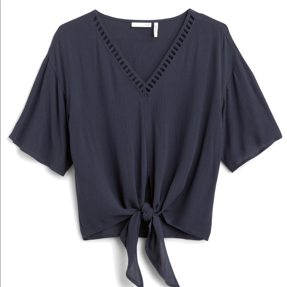 Rhee lattice front tie top